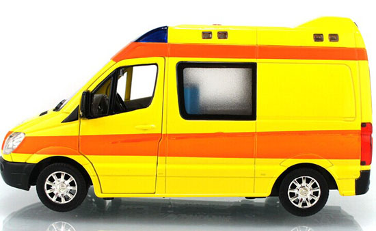 Kids Yellow 1:32 Scale Diecast Mercedes-Benz Ambulance Van Toy