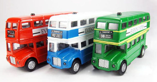 Kids Red / Blue / Green Die-Cast London Double Decker Bus Toy