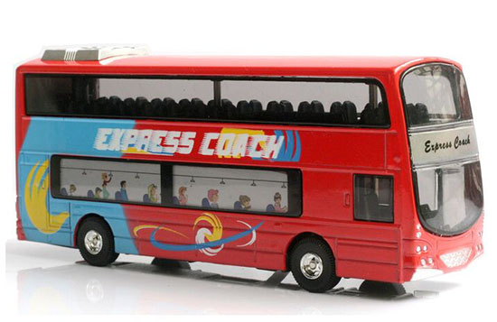 Pull-Back Function Red / Pink / Green Diecast Double Decker Bus