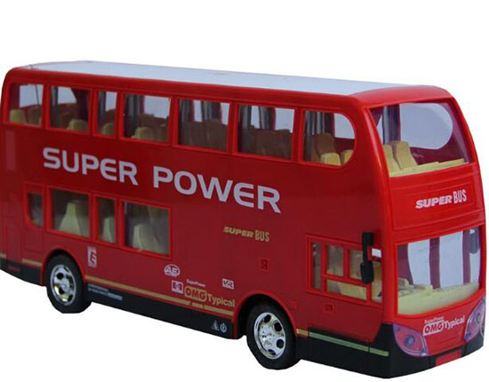 Kids Red Plastics Full Function R/C London Double Decker Bus Toy