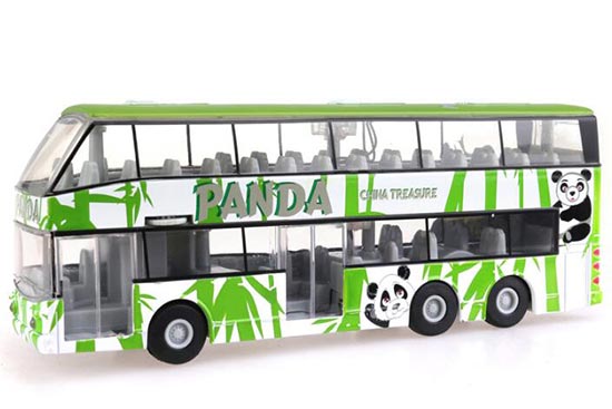 Kids White-Green Lovely Panda Die-Cast Double Decker Bus Toy