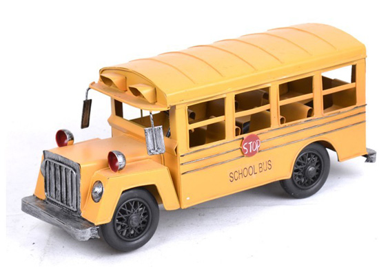 Yellow Medium Size Tinplate Vintage School Bus Model