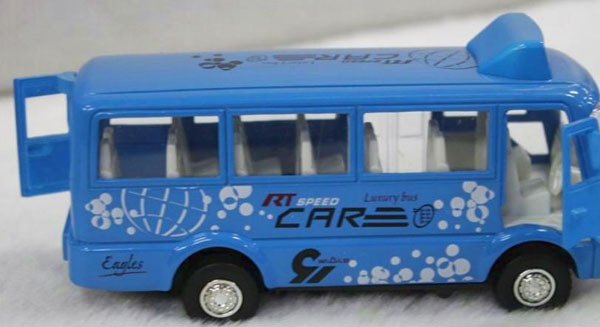 Blue Kids Pull-Back Function Die-Cast City Bus Toy