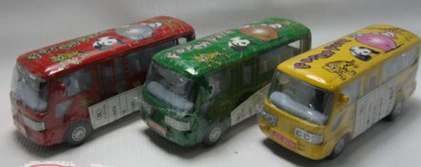 Kids Green / Red / Yellow Animal Theme Die-Cast Bus Toy
