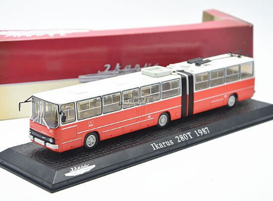 1:72 Scale Red Atlas Diecast Ikarus 280T 1987 Articulated Bus