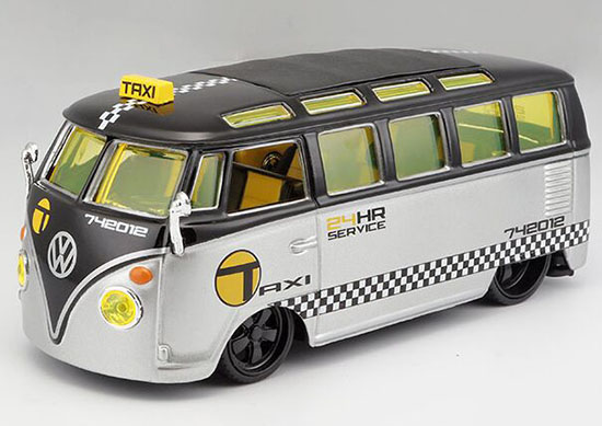 1:25 Scale Maisto Silver-Black Diecast VW Van Samba Taxi Model