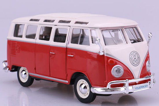 Red/ Blue Maisto 1:25 Scale Diecast VW Van Samba Bus Model