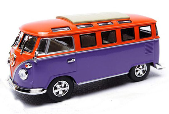 Purple-Orange 1:43 Scale YaMing Diecast 1962 VW T1 Bus Model