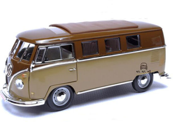 1:18 Scale YaMing Green/ Brown Diecast 1962 VW T1 Bus Model
