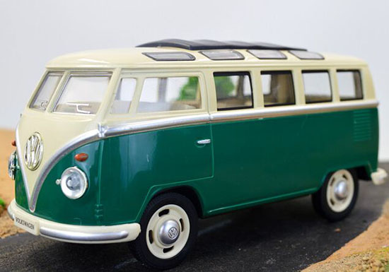1:24 Scale Kids Green/ Red Diecast VW T1 Bus Model