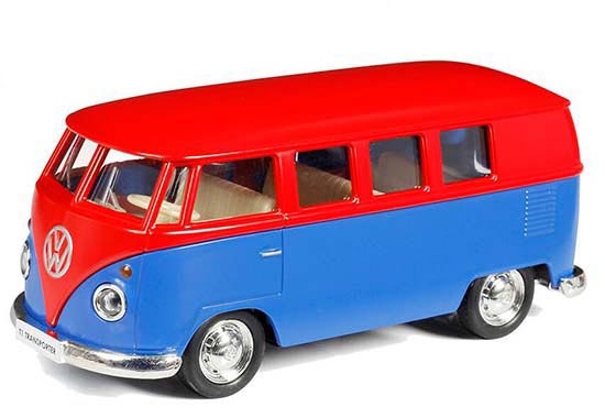 Red-Blue 1:36 Scale Kids Diecast VW T1 Bus Toy
