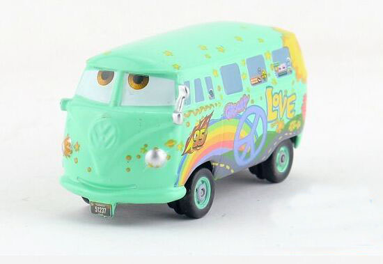 Kids Mini Scale Green Mattel Cars 2 Diecast VW Bus Toy
