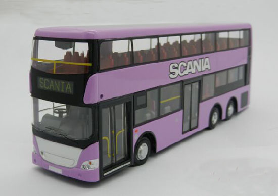 Purple /Blue /Orange 1:64 Diecast Scania Double Decker Bus Toy