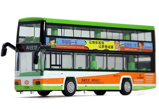1:32 Kids Red / Green Hong Kong Diecast Double Decker Bus Toy