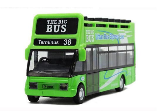 Yellow / Green / Red Diecast Double Decker Sightseeing Bus Toy