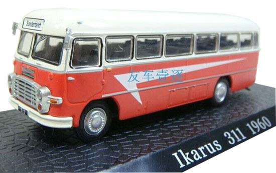 Red 1:72 Scale Atlas Diecast Ikarus 311 1960 City Bus Model