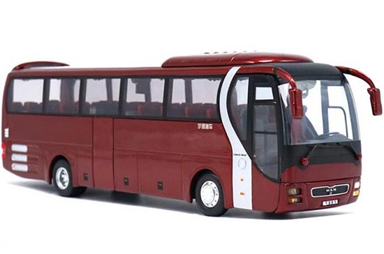 Wine Red 1:42 MAN Diecast YuTong ZK6120R41 Coach Bus Model
