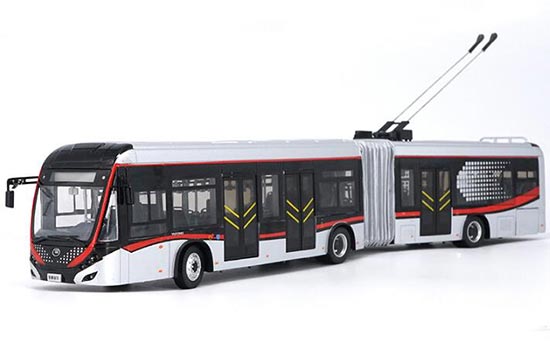 Silver 1:42 Scale Diecast YuTong ZK5180A BRT Trolley Bus Model