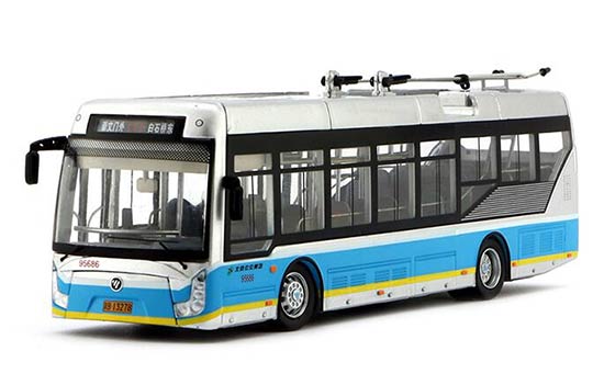 1:64 Scale Blue NO.111 Diecast Foton 120F Trolley Bus Model