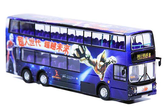 Purple NO.8 HKBUS1002 Diecast Alexander Double Decker Bus Model