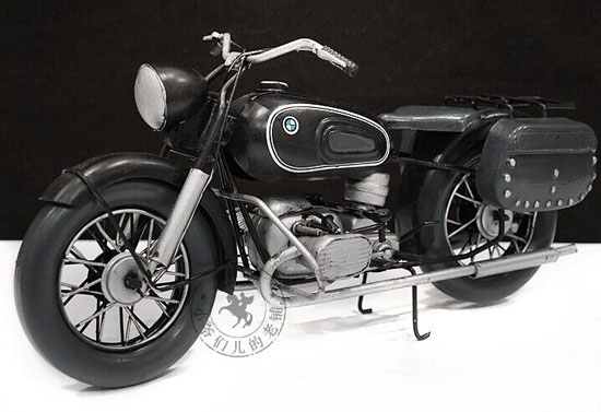 1:6 Large Scale Black Vintage 1960 BMW R60/2 Motorcycle Model