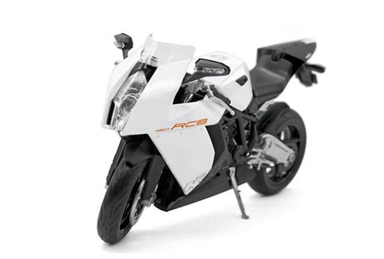 White 1:10 Scale Diecast KTM 1190 RC8 Motorcycle Model