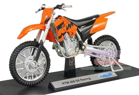 Orange-Black 1:18 Scale Welly KTM 450 SX Racing Motorcycle
