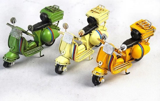 Yellow / Green / Light Yellow Mini Tinplate Vespa Motorcycle