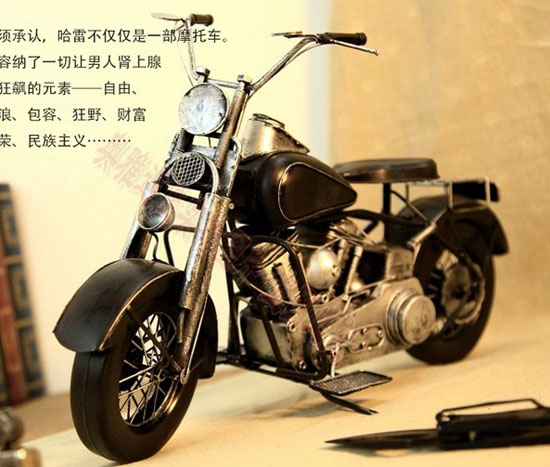 Black Large Scale Tinplate Harley Davidson Motorcycle Model