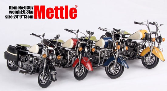 Red / Blue / White / Yellow Tinplate Vintage Motorcycle Model