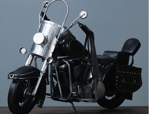 Large Scale Black Vintage Style Harley Davidson Motorcycle Model