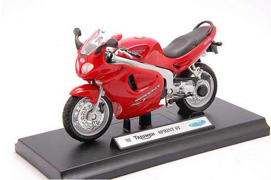 Red 1:18 Scale Welly Triumph SPRINT ST Motorcycle Model