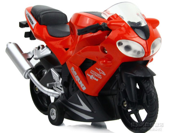 Kids Red / Orange / Blue Pull-Back Function Motorcycle Toy
