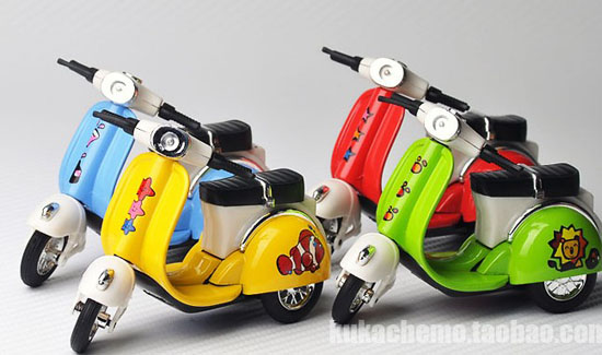 Kids Yellow / Red / Blue / Green Vespa Motorcycle Toy
