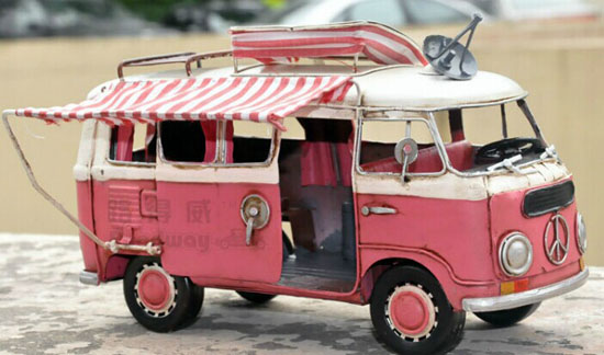 Red / Green Tinplate Vintage Style VW Motor Homes Model