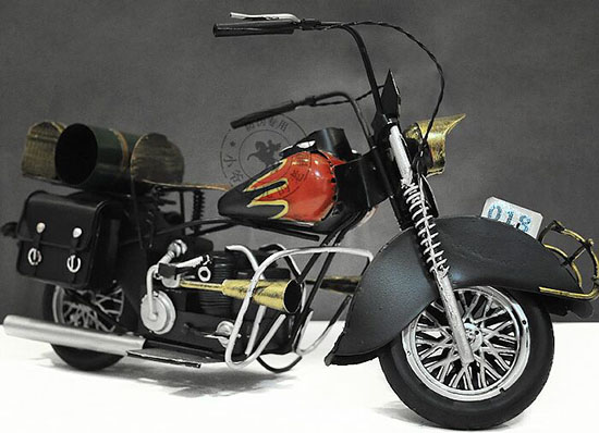 Black Medium Scale Tinplate Handmade Indian Motorcycle