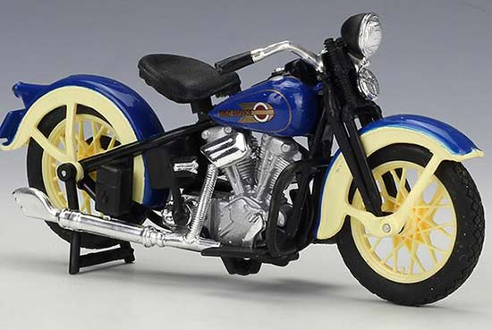 1:18 Blue Diecast Harley Davidson 1936 EL Knucklehead Model