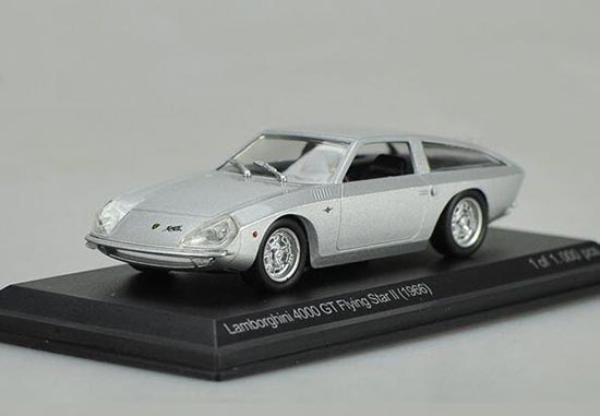 1:43 Scale Silver Diecast Lamborghini 4000 GT 1966 Model