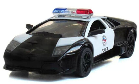 1:36 Kids Black-White Police Diecast Lamborghini Murcielago Toy