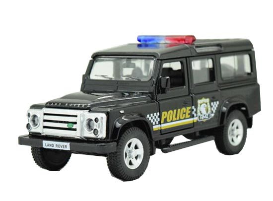 Kids 1:36 Black Police Diecast Land Rover Defender Toy