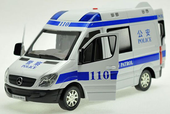 White 1:32 Police Kids Diecast Mercedes-Benz Sprinter Toy