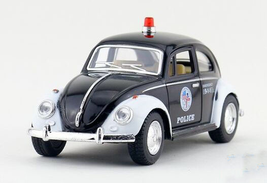 Kids Black 1:32 Scale Police Diecast 1967 VW Beetle Toy