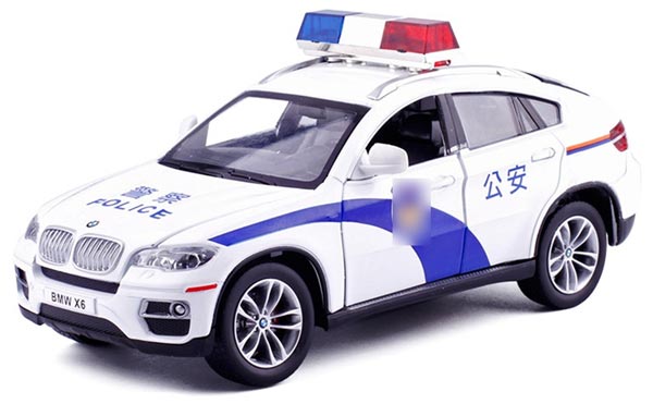 Kids 1:26 Scale White Police Diecast BMW X6 Toy