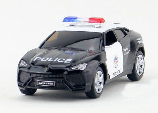 Kids 1:36 Scale Black-White Police Diecast Lamborghini URUS Toy
