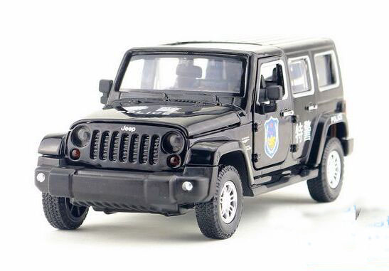 Kids 1:32 Black / White Police Diecast Jeep Wrangler Toy