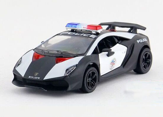 Kids 1:36 Black Police Diecast Lamborghini Sesto Elemento Toy