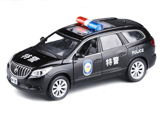 Kids 1:32 Black Chinese Police Diecast Buick Enclave Toy