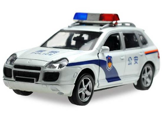 1:32 Scale Kids White Police Diecast Porsche Cayenne Toy