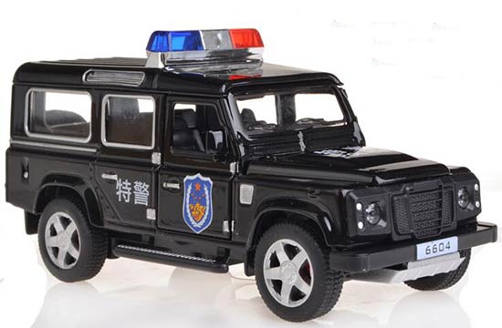 Kids Black / White Police 1:32 Diecast Land Rover Defender Toy