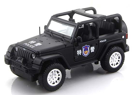 Black 1:32 Scale Kids Police Diecast Jeep Wrangler Toy